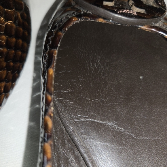 Tory Burch Women's 6 Reva Ballet Flats Brown Snake Skin Patent Leather - Picture 7 of 9